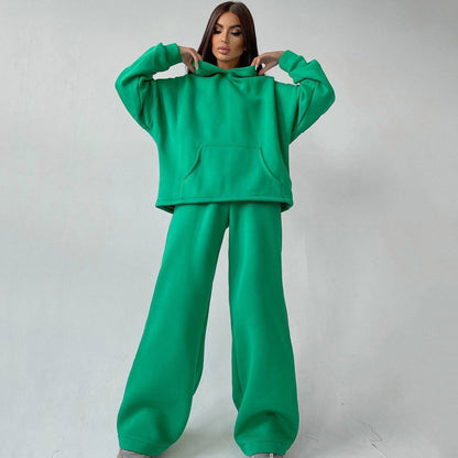 Damen Sportanzug Weite Hose Kapuze Eveloria
