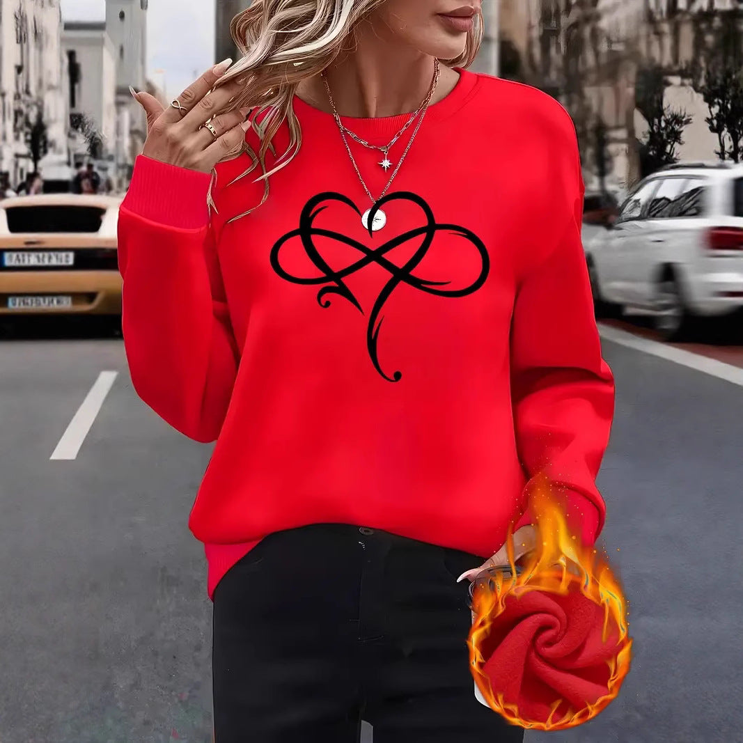 Damen Sweatshirt Herzdesign Entspannt Eveloria