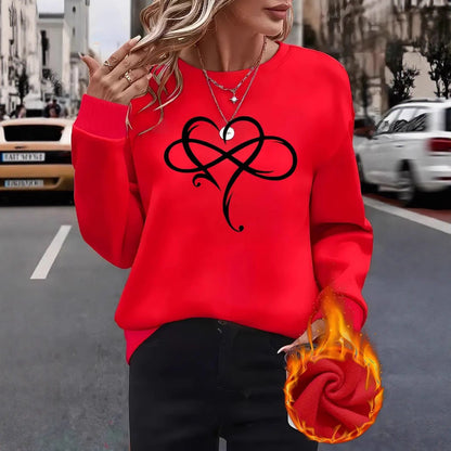 Damen Sweatshirt Herzdesign Entspannt Eveloria