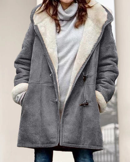 Damen Wollmantel Teddy-Futter Locker Passform Eveloria