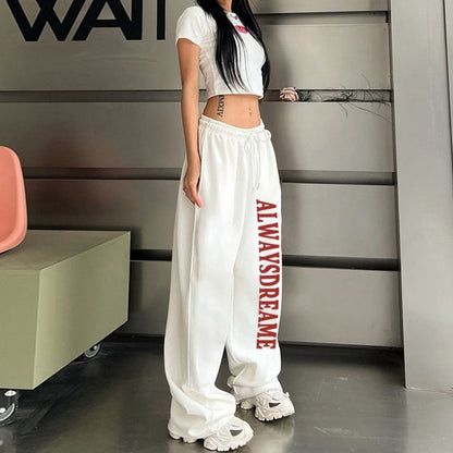Damen Sweatpants Elastischer Bund Motivierender Schriftzug