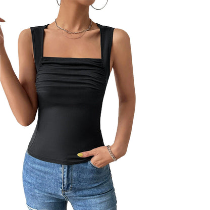 Damen Trägershirt Figurbetonter Stil Quadratischer Ausschnitt Raffung