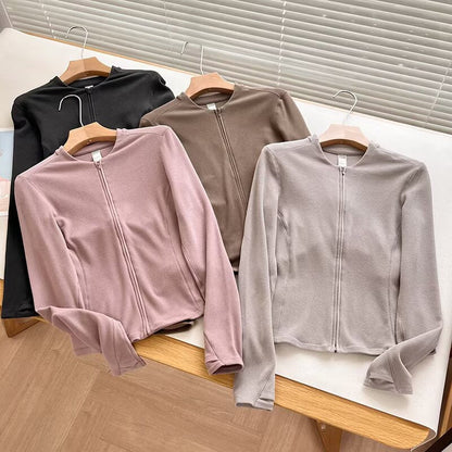 Damen Sportjacke Übergangsjacke Reißverschluss Schwarz Eveloria - Eveloria