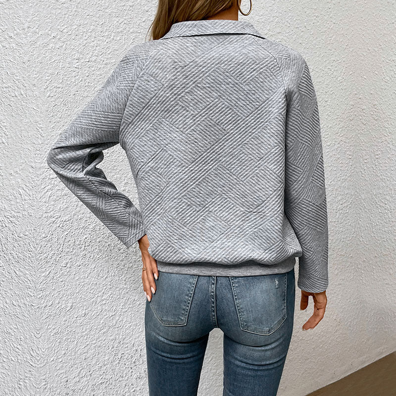 Damen Kapuzenpullover Strukturiertes Design Kängurutasche Grau