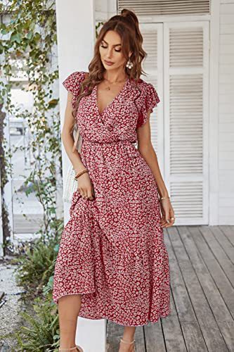 Damen Maxikleid V-Ausschnitt Schwingrock Eveloria