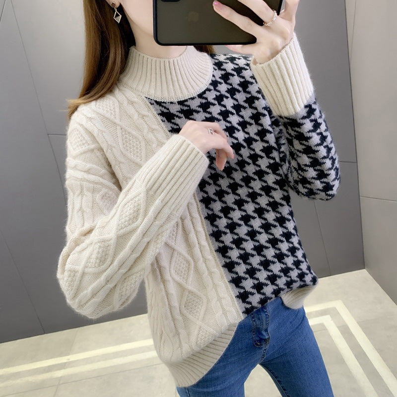 Damen Strickpullover Strukturiertes Zopfmuster Elegante Akzente