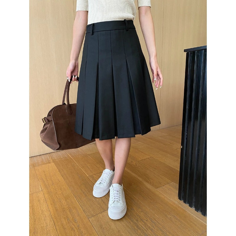 Damen Midirock Faltenwurf Hohe Taille Eveloria