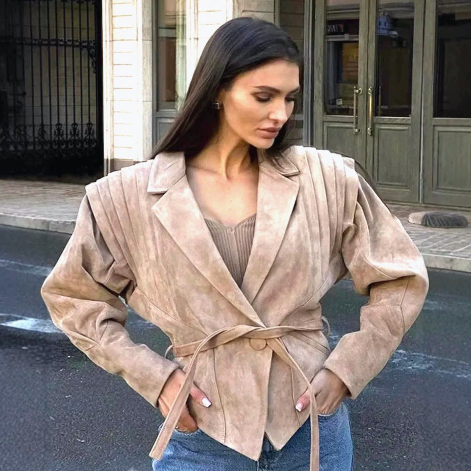 Damen Blazerjacke Tailliert Strukturierte Schultern Eveloria