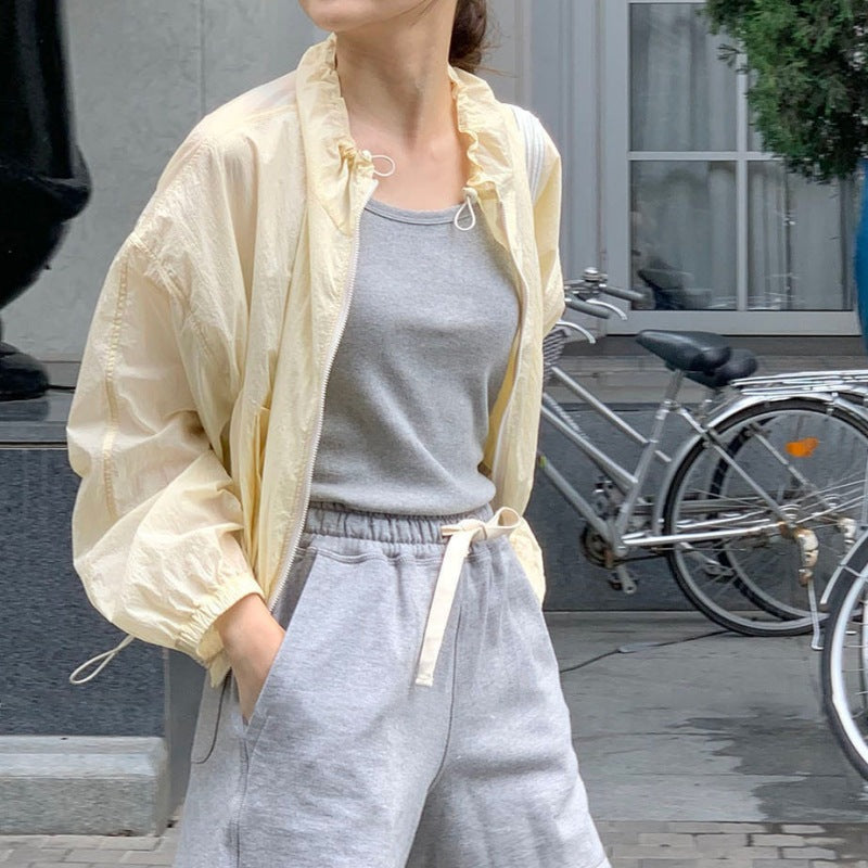 Damen Sommerjacke Leicht Rüschendetails Eveloria