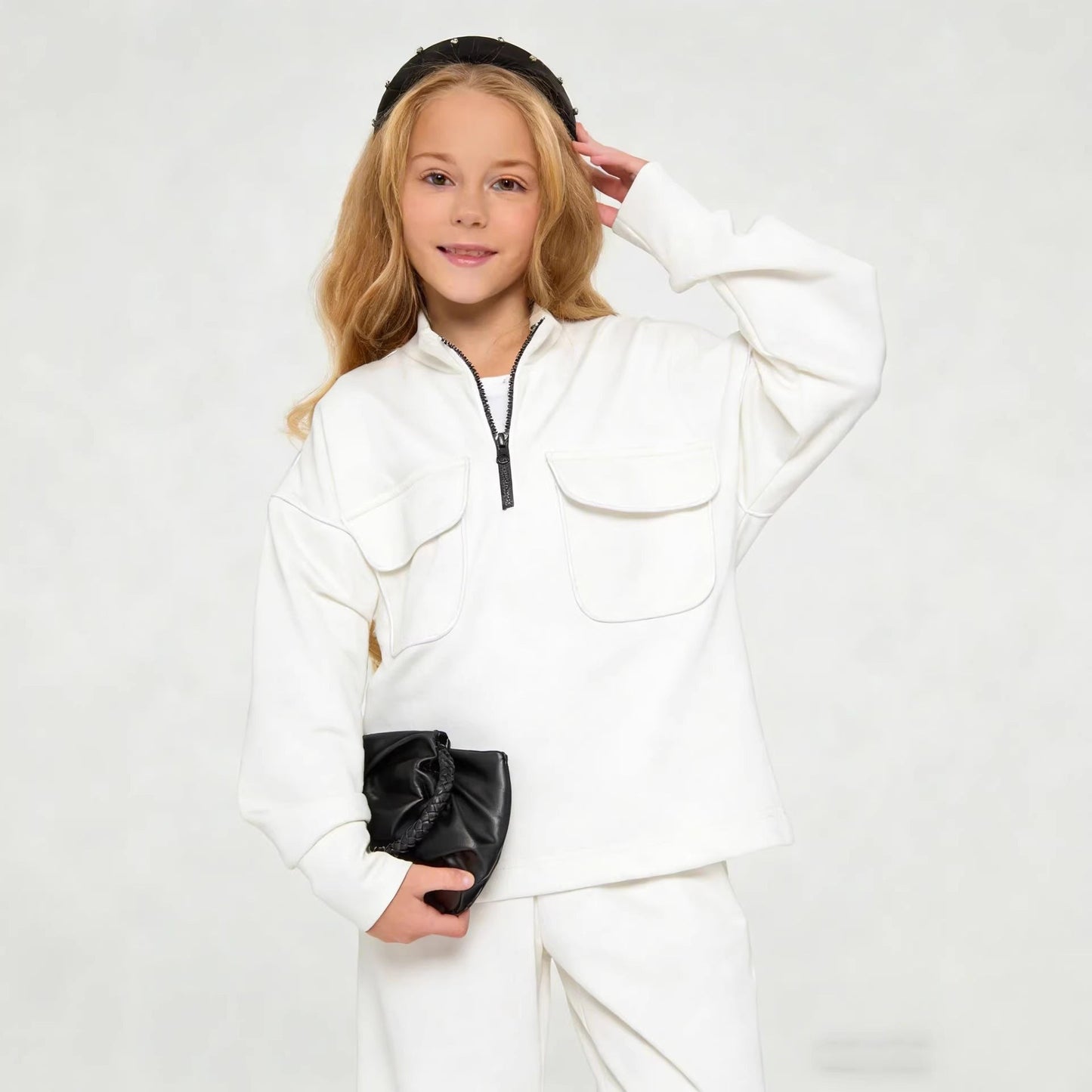 Damen Fleecejacke Halbzipp Reißverschluss Taschen Eveloria