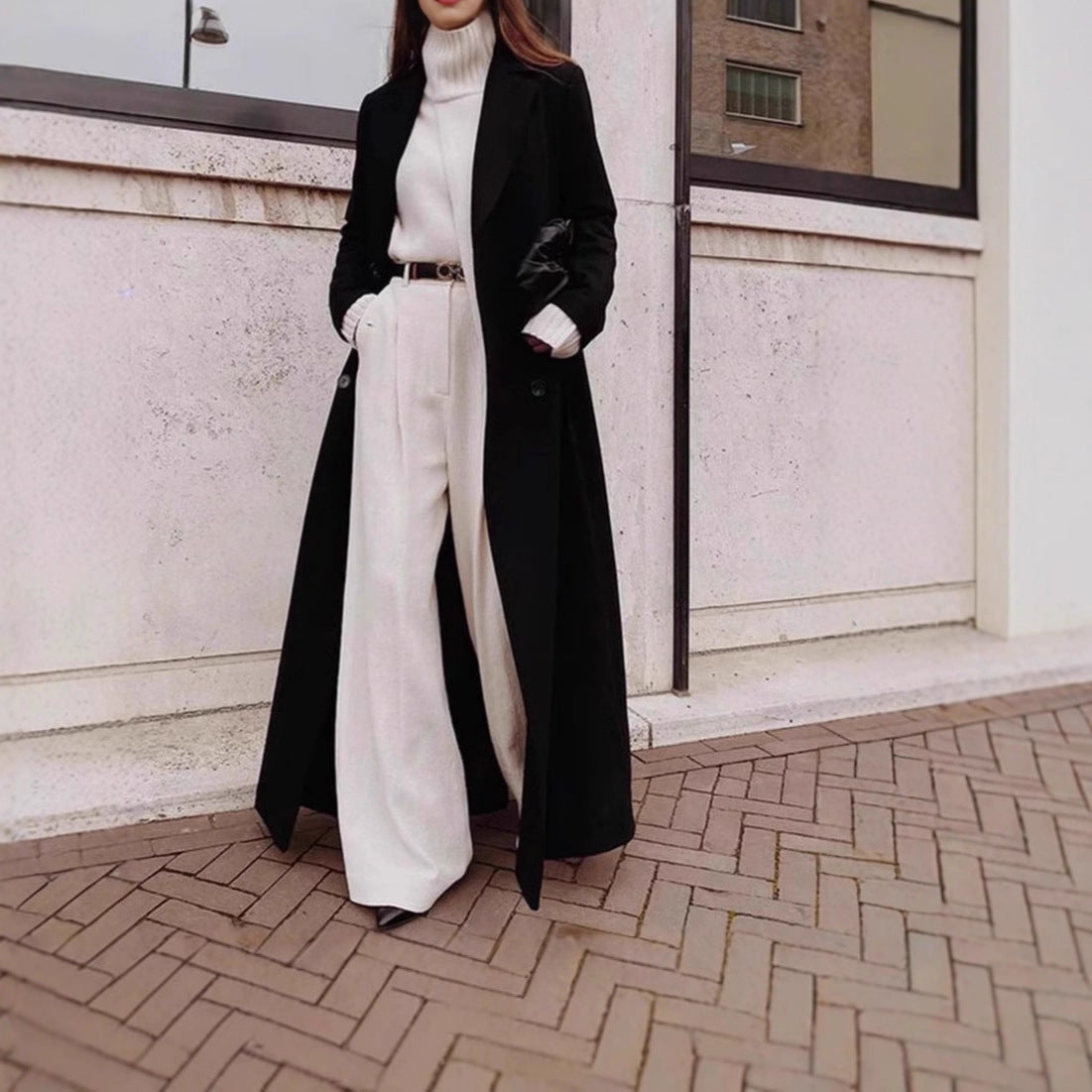 Damen Trenchcoat Leicht Tailliert Schwarz Eveloria - Eveloria