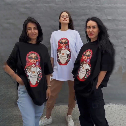 Damen Oversized T-Shirt mit Grafikdruck