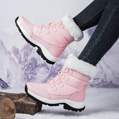 Damen Wadenstiefel Gesteppt Kunstpelz gefüttert Schnürschuhe
