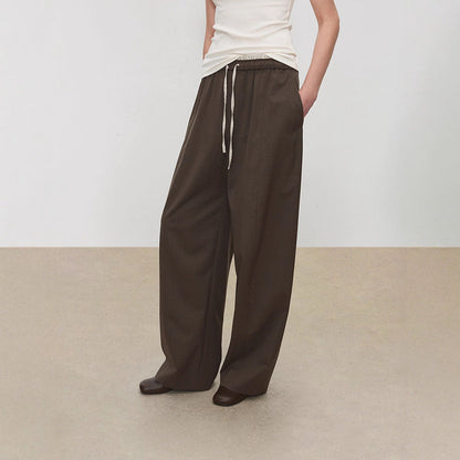 Damenweite Stoffhose Elastischer Bund Praktische Taschen