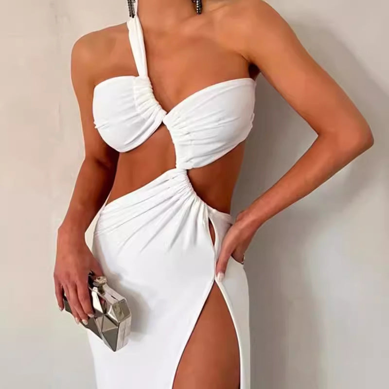 Damen Maxikleid Asymmetrisch Elegantes Drapieren Eveloria