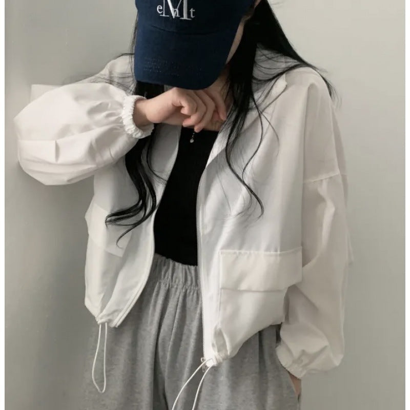 Damen Cropped Jacke Elastisch Lässig
