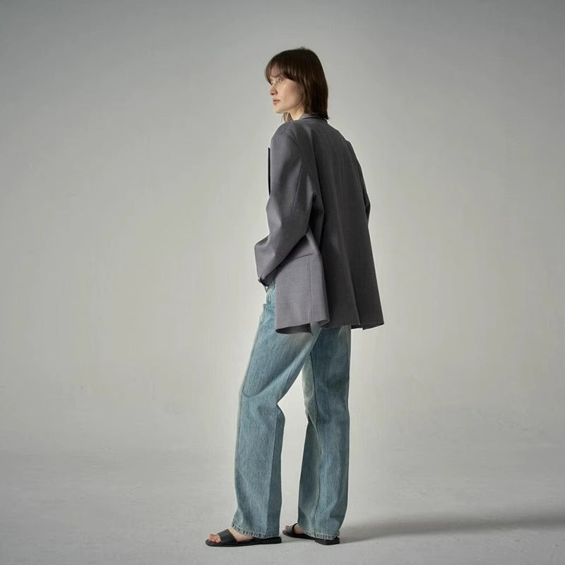 Damen Blazer Oversized Doppelter Knopf Eveloria