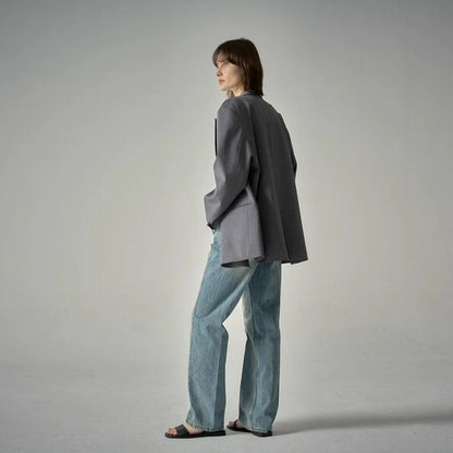 Damen Blazer Oversized Doppelter Knopf Eveloria