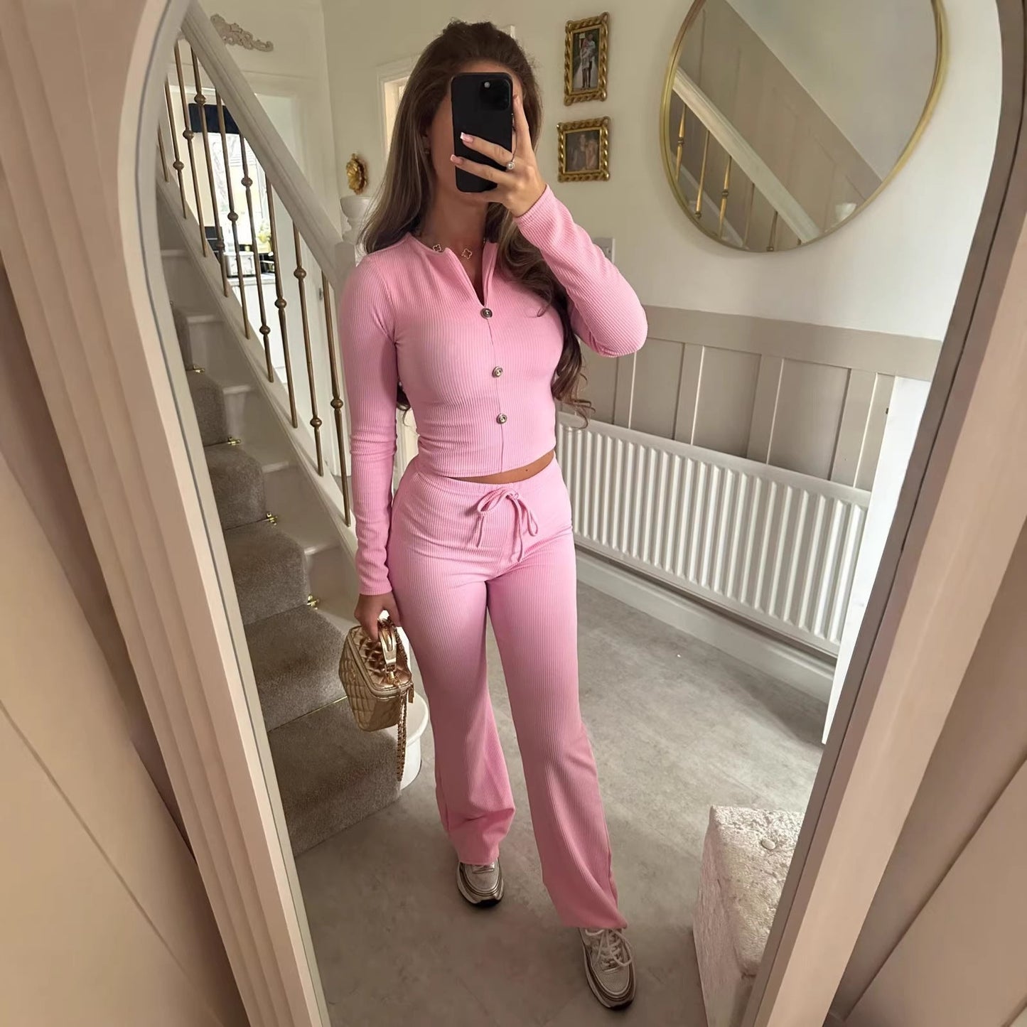 Damen Jumpsuit Eleganter Knopfverschluss Leichter Schnitt