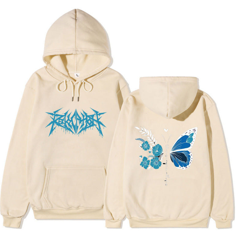 Damen Kapuzenpullover Schmetterlings-Blumen-Motiv