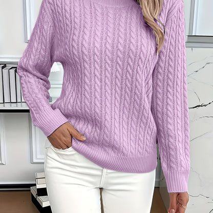 Damen Strickpullover Zopfdesign Elegantes Design