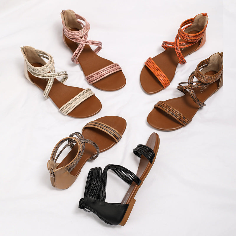 Damen Sommer Sandalen Eveloria Leder Beige