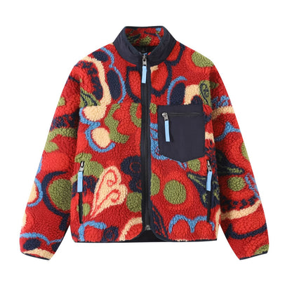 Damen Fleecejacke Farbenfroh Hoher Kragen Praktische Taschen Eveloria