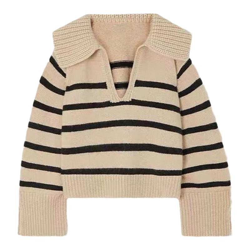 Damen Strickpullover V-Ausschnitt Übergroßer Kragen Anthrazit