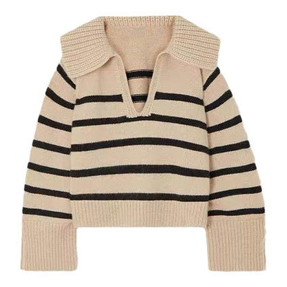 Damen Strickpullover V-Ausschnitt Übergroßer Kragen Anthrazit