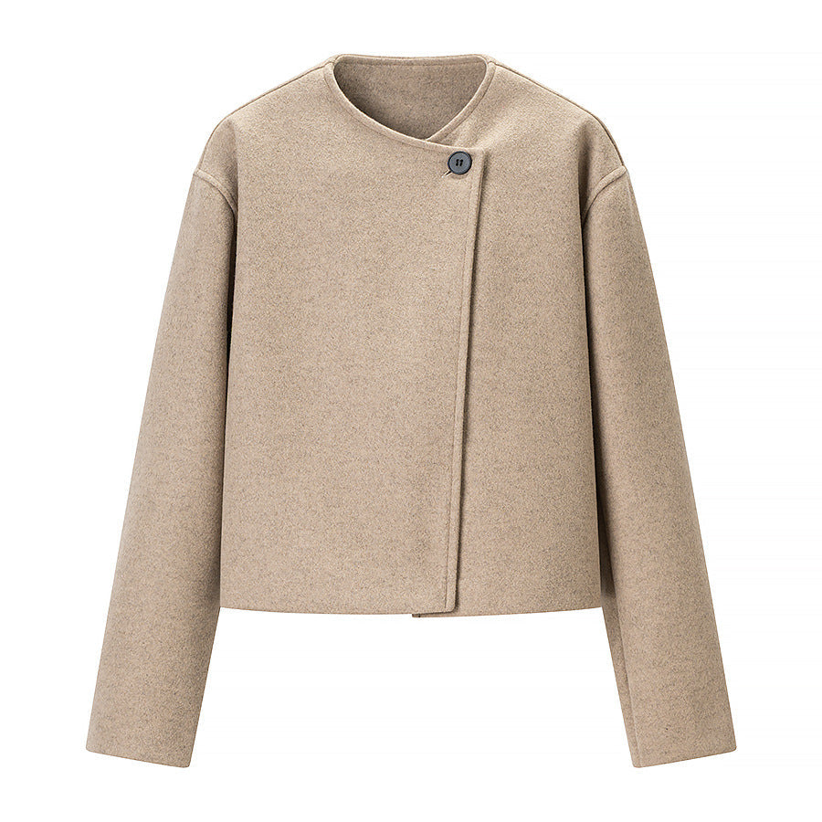 Damen Kurzjacke Asymmetrisch Knöpfe Eveloria