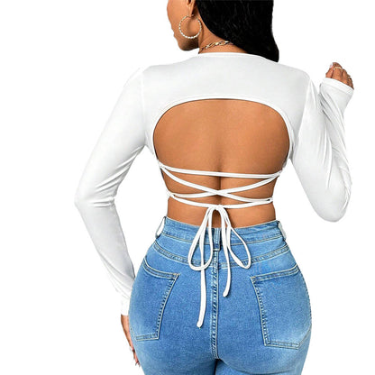 Damen Langarmshirt V-Ausschnitt Modischer Schnitt Eveloria