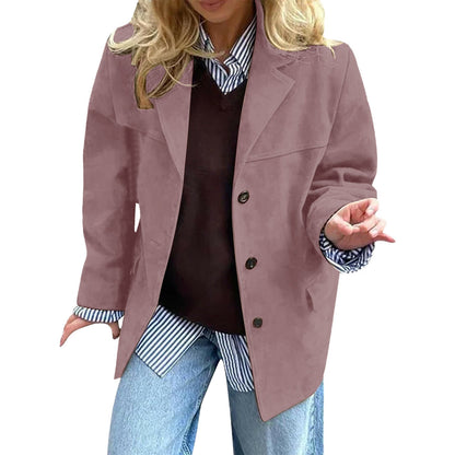 Damen Oversized Blazer Wildlederimitat Eveloria