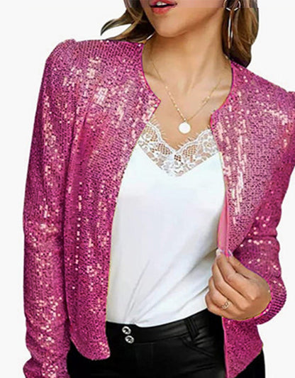 Damen Paillettenjacke Figurbetont Schimmernd Eveloria