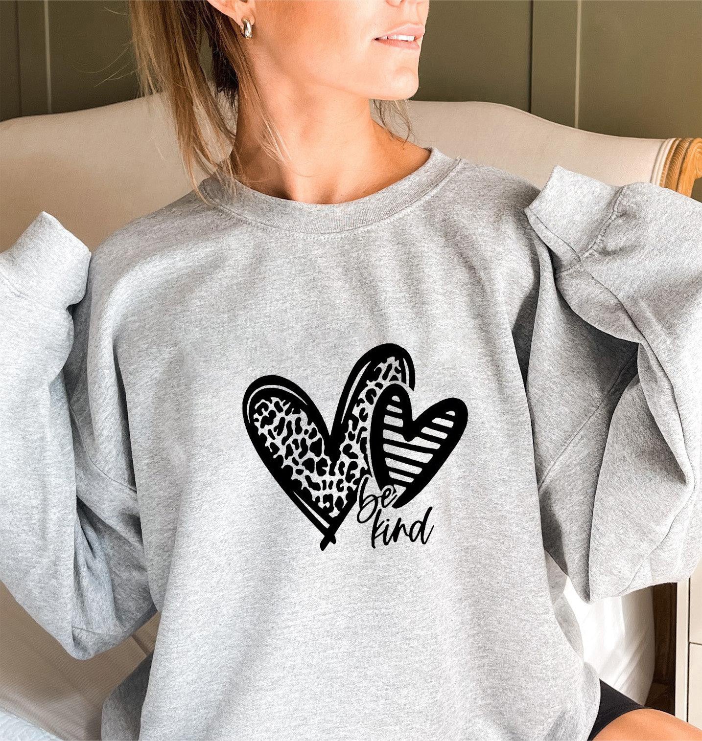 Damen Sweatshirt Herzmotiv Lässiger Schnitt Grau