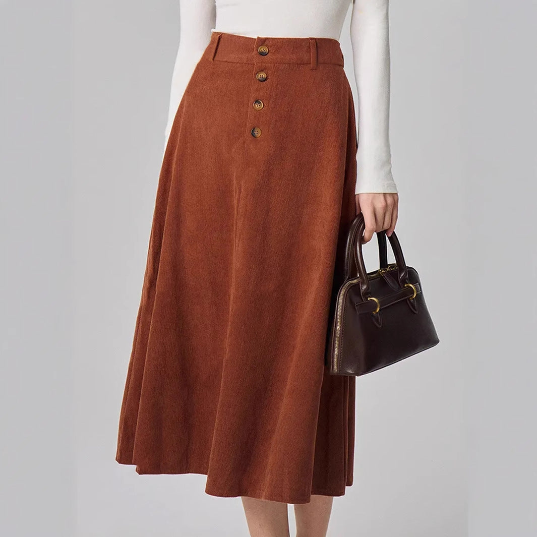 Damen A-Linie Midi-Rock mit Knöpfen Elegant