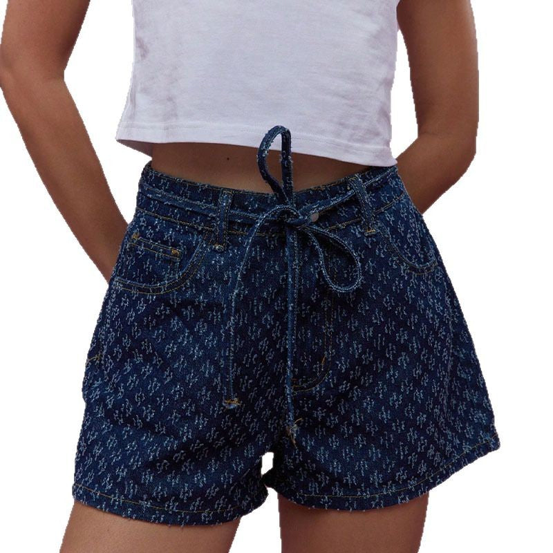 Damen Denim Shorts Verstellbarer Bund Lässiger Schnitt Blau