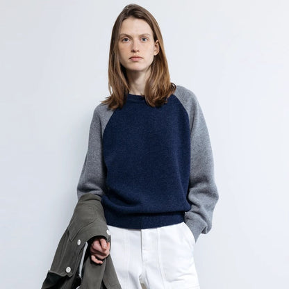 Damen Strickpullover Sportlich Raglanärmel Eveloria