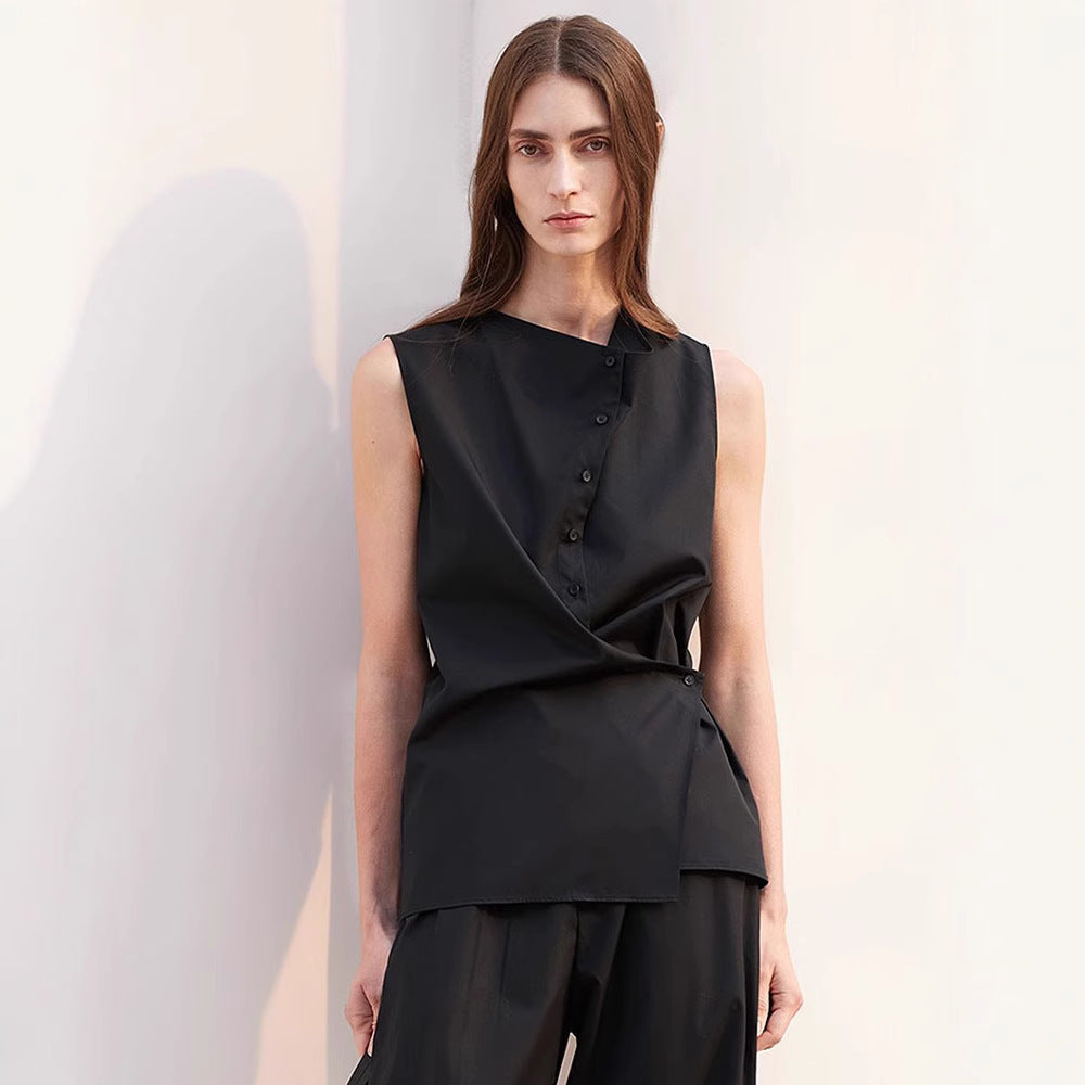 Damen Ärmelloses Hemd Asymmetrischer Schnitt Eveloria