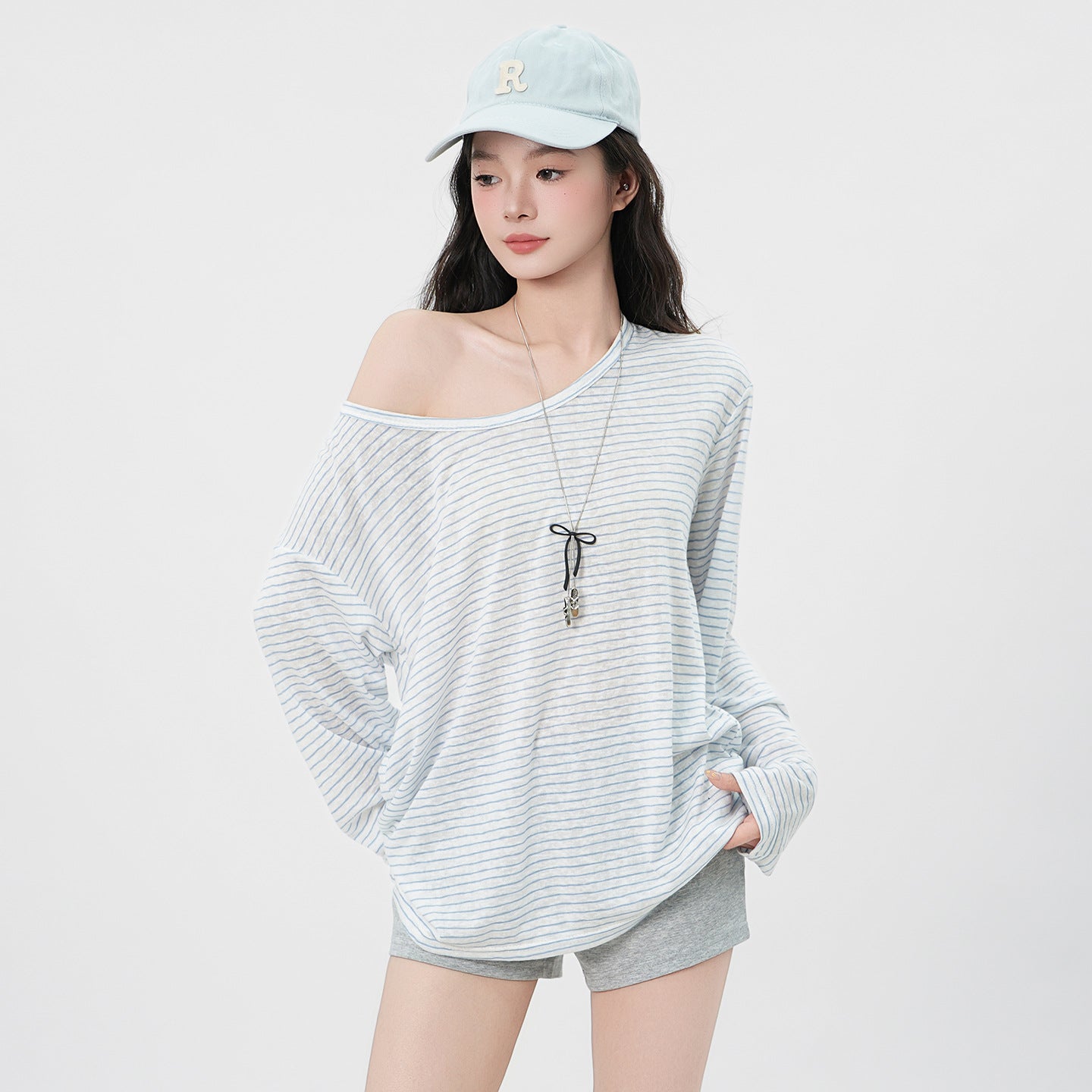 Damen Langarmshirt Asymmetrisch Baumwolle Schwarz Eveloria - Eveloria