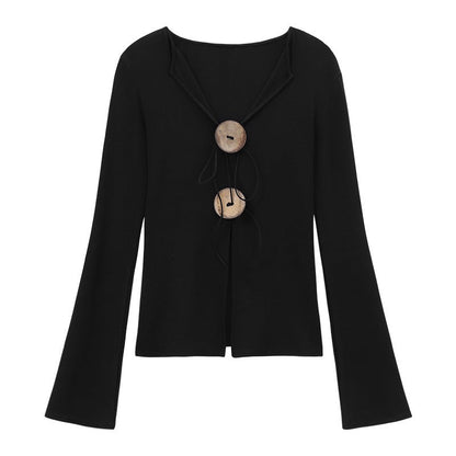 Damen Strickjacke Lässig Lock-Detail Grau