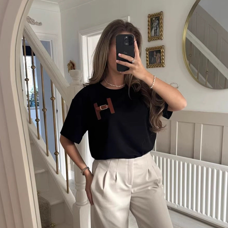 Damen T-Shirt Lässiger Schnitt Weiß