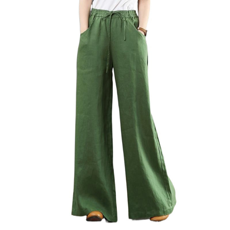 Damen Leichte Hose Elastischer Bund Luftig Weiß