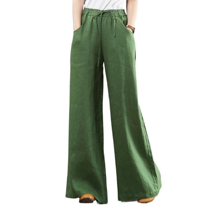 Damen Leichte Hose Elastischer Bund Luftig Weiß