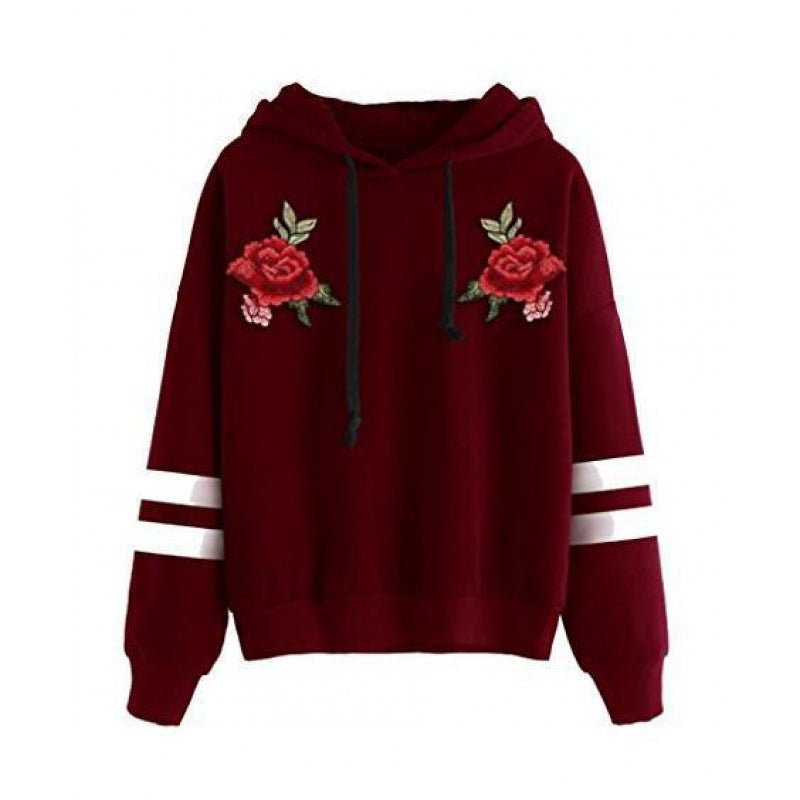 Damen Sweatshirt Rosenstickerei Eveloria