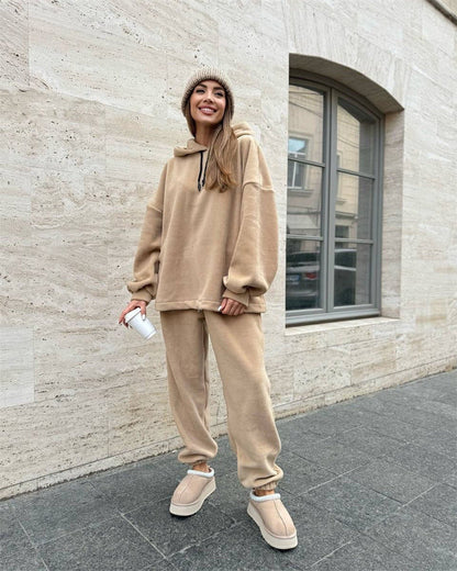 Damen Fleece-Loungewear-Set mit Kapuze Weit Eveloria