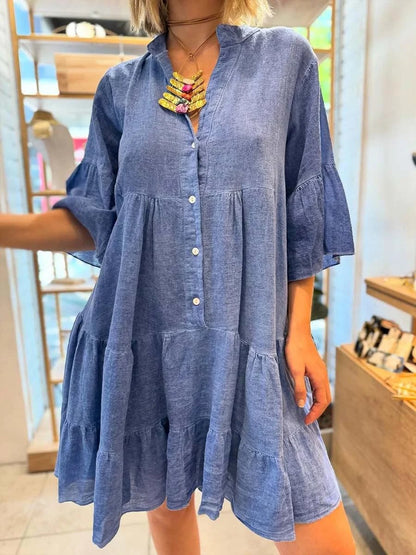 Damen Blusenkleid Voluminöse Rüschen Details Eveloria