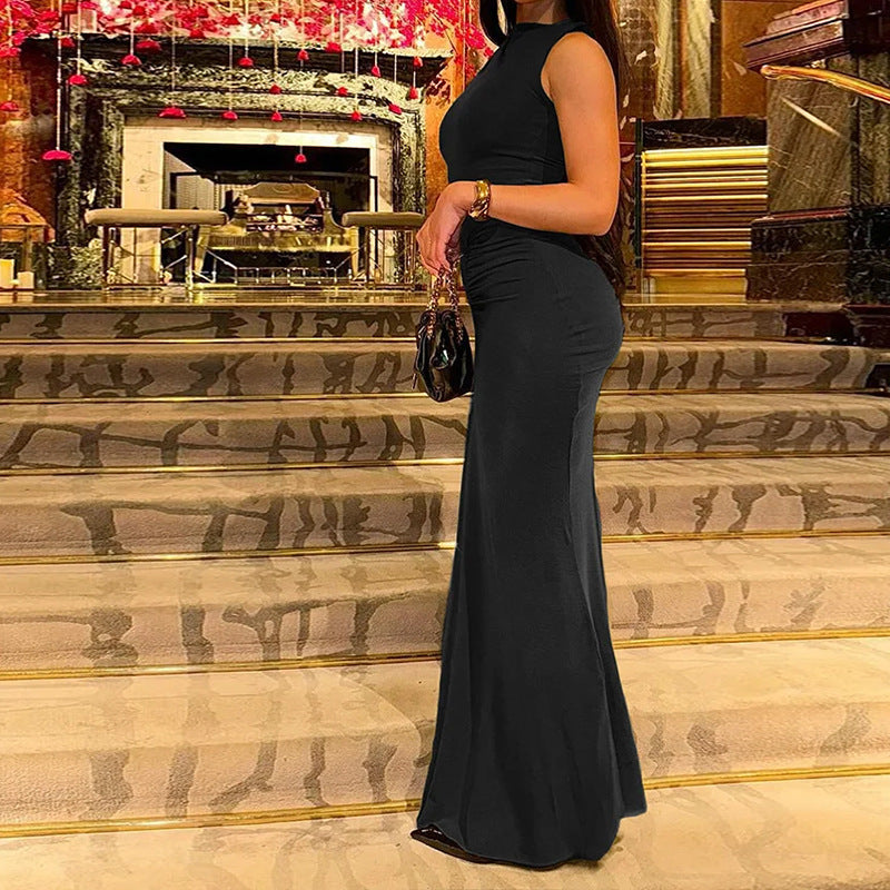 Damen Maxikleid Körperbetonter Schnitt Elegante Drapierung Eveloria