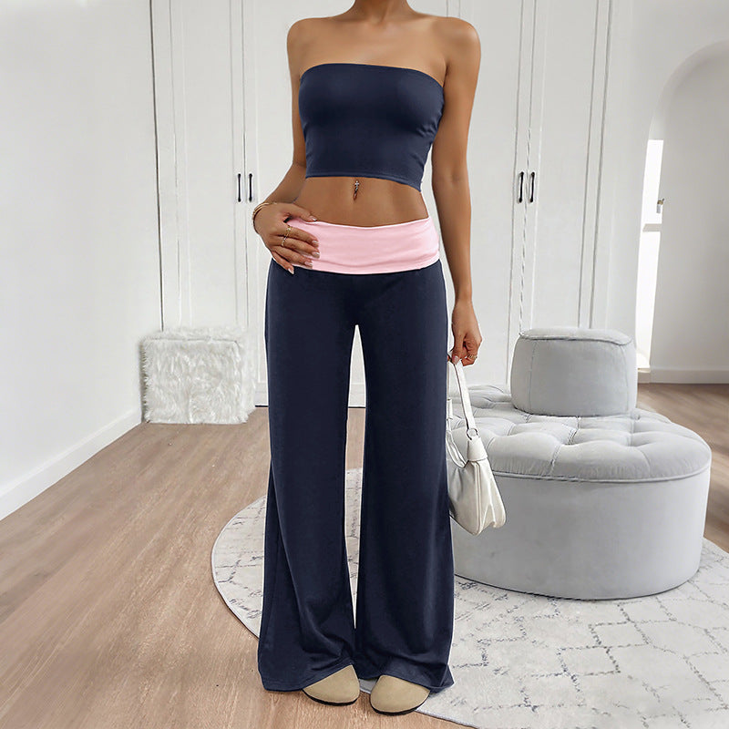 Damen Lounge-Set Bandeau-Oberteil Weite Hose - Eveloria