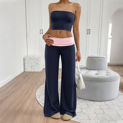 Damen Lounge-Set Bandeau-Oberteil Weite Hose - Eveloria