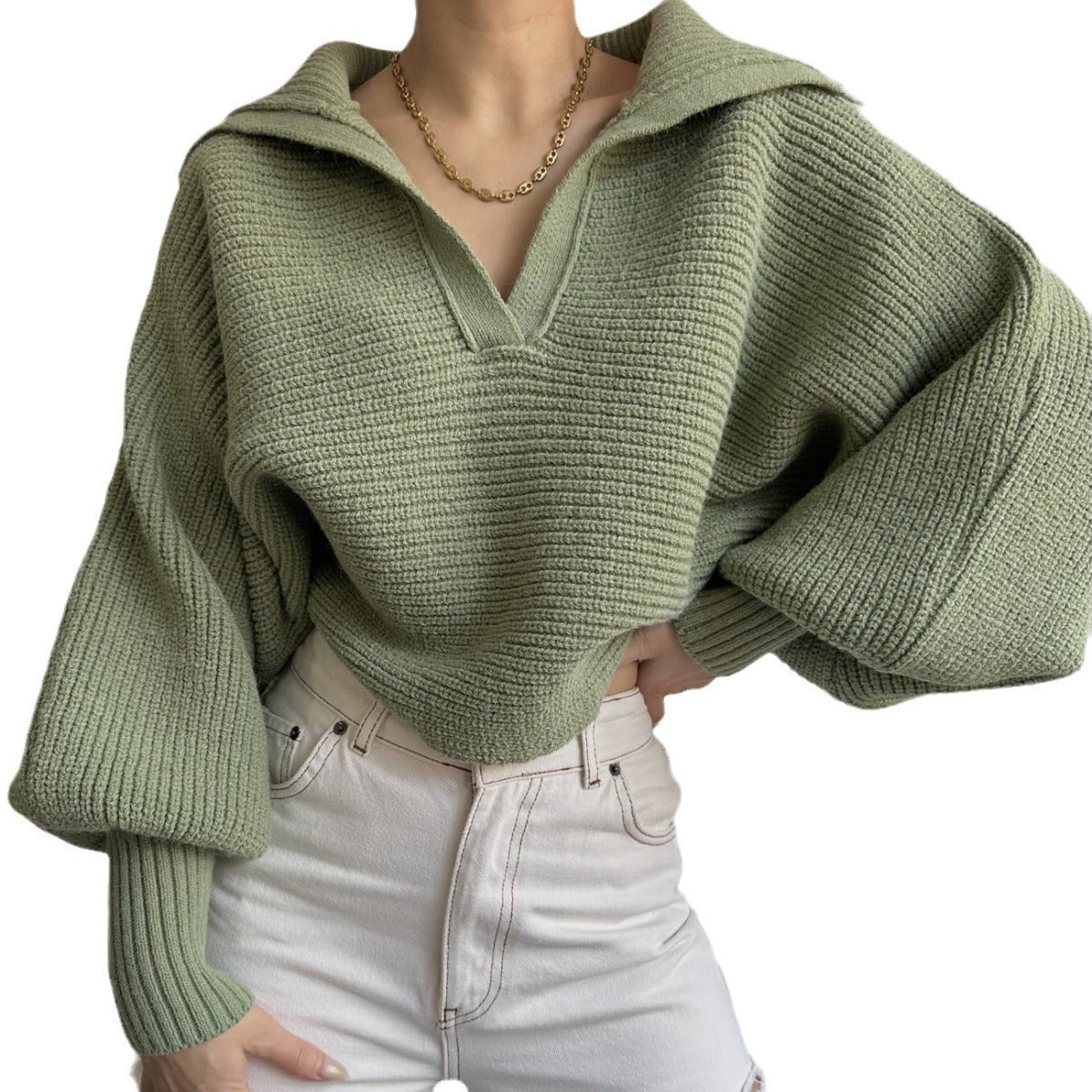 Damen Strickpullover Oversized Kuschelig Beige